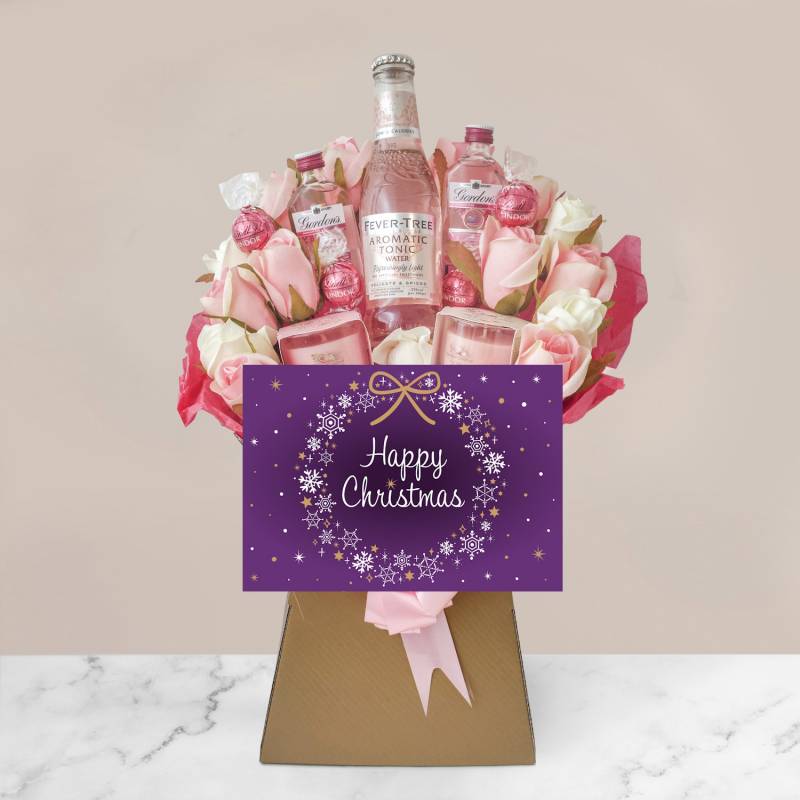 Happy Christmas Pink Gin and Tonic, Lindor and Yankee Candle Bouquet