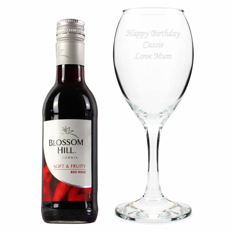 Personalised Red Wine & Wine Glass Set