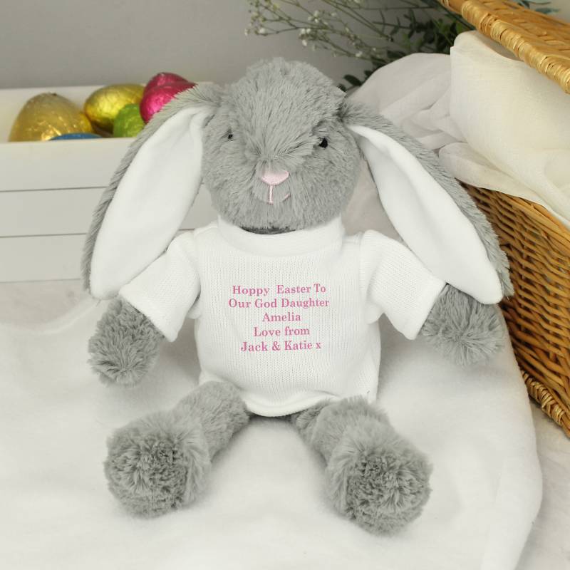 Personalised Message Bunny - Pink Embroidery