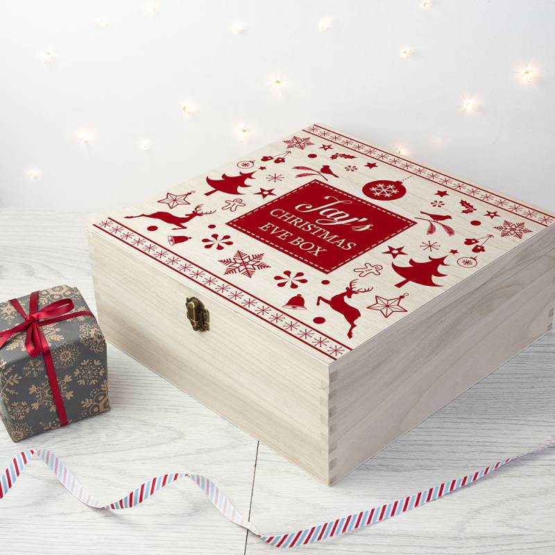 Personalised Festive Print Christmas Eve Box